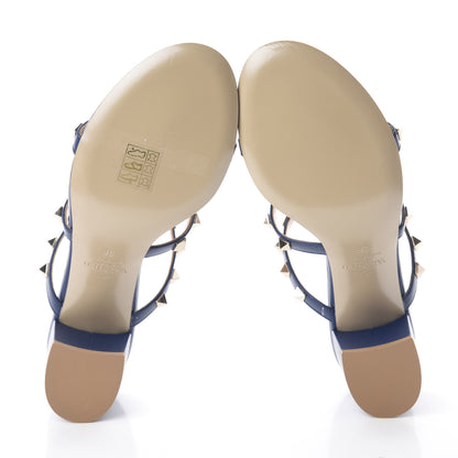 Valentino Garavani Calfskin Rockstud 60mm Caged Slide Sandals 36 Light Ocean 10 of 12