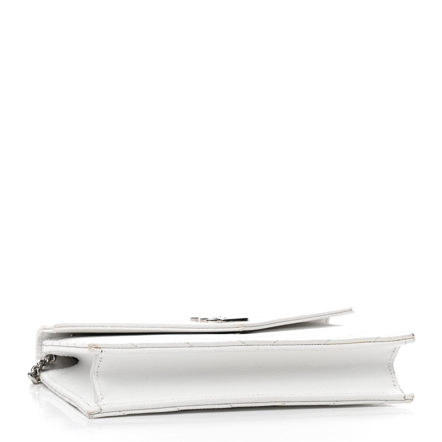 Grain De Poudre Matelasse Chevron Monogram Envelope Chain Wallet White
