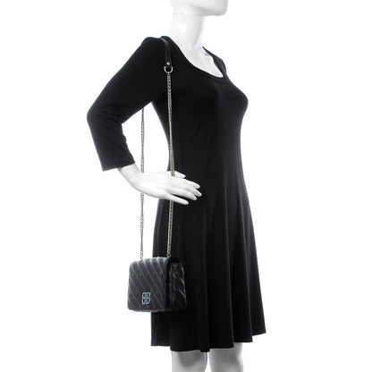 Balenciaga Calfskin Logo Matelasse S BB Round Crossbody Bag Black 2 of 7