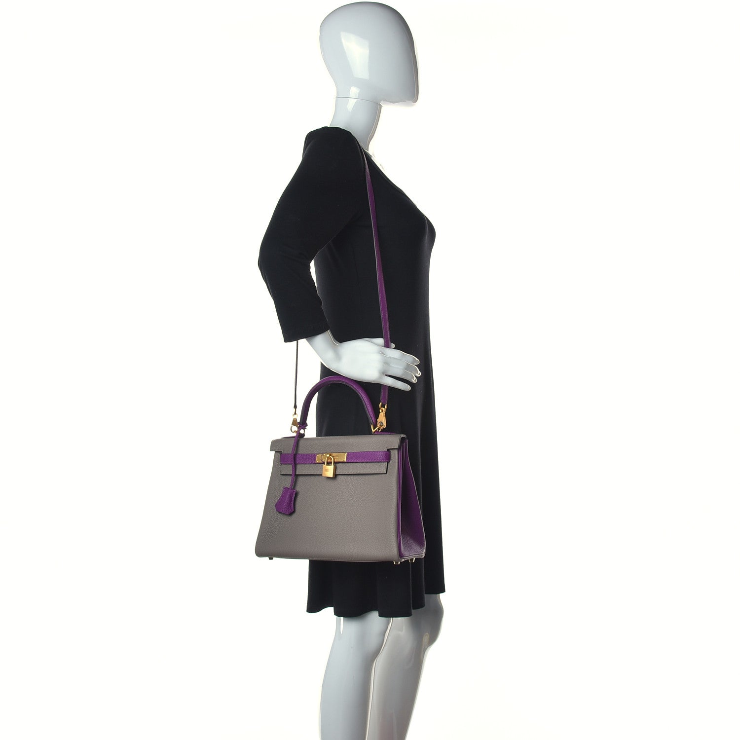 Hermes Togo Horseshoe Kelly Retourne 28 Gris Asphalte Anemone 2 of 14