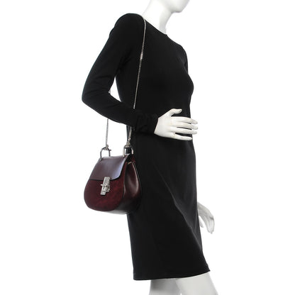 Chloe Suede Smooth Calfskin Drew Shoulder Bag Dark Purple 2 of 7