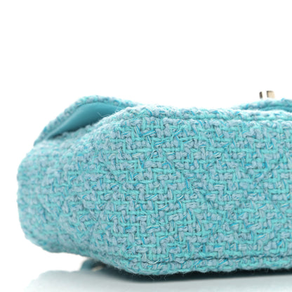 Chanel Wool Tweed Quilted Mini Rectangular Flap Turquoise Light Blue 8 of 10