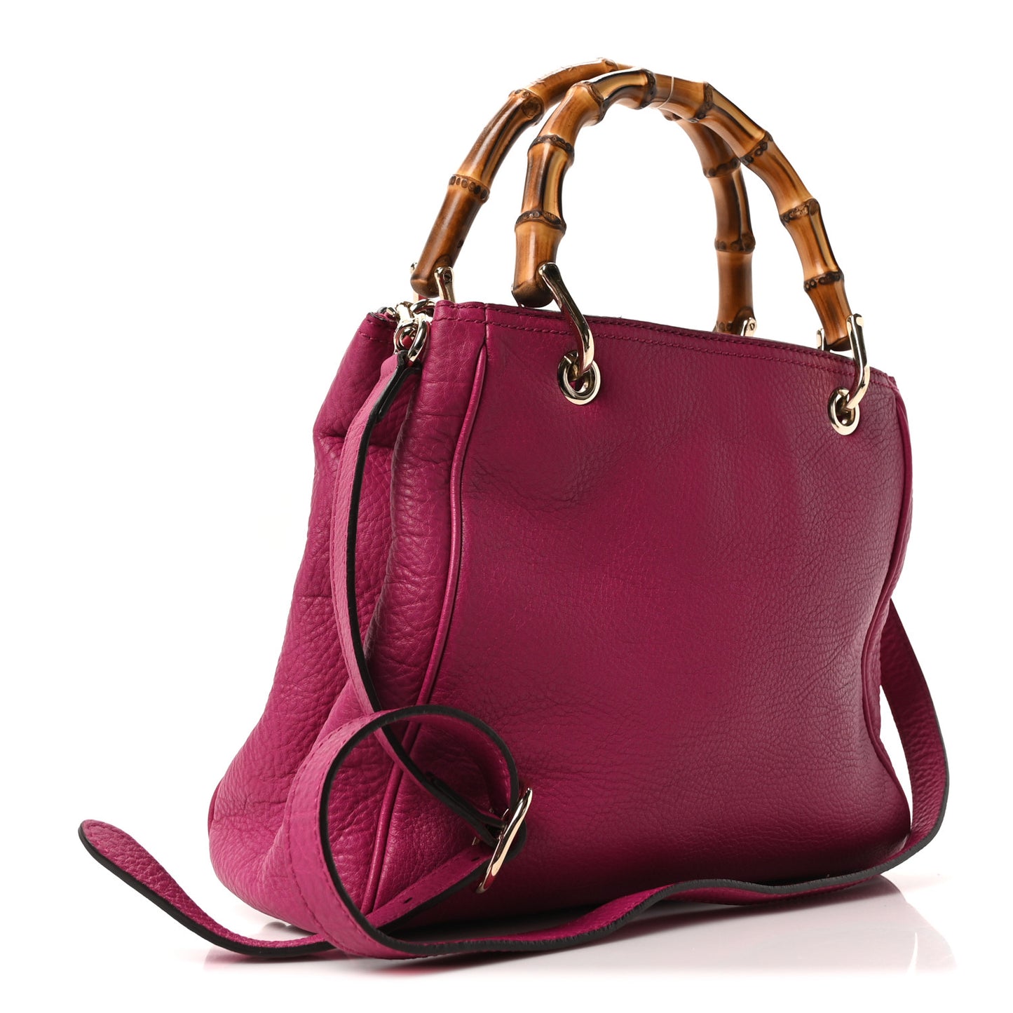 Calfskin Small Bamboo Shopper Tote Bright Bougainvillea