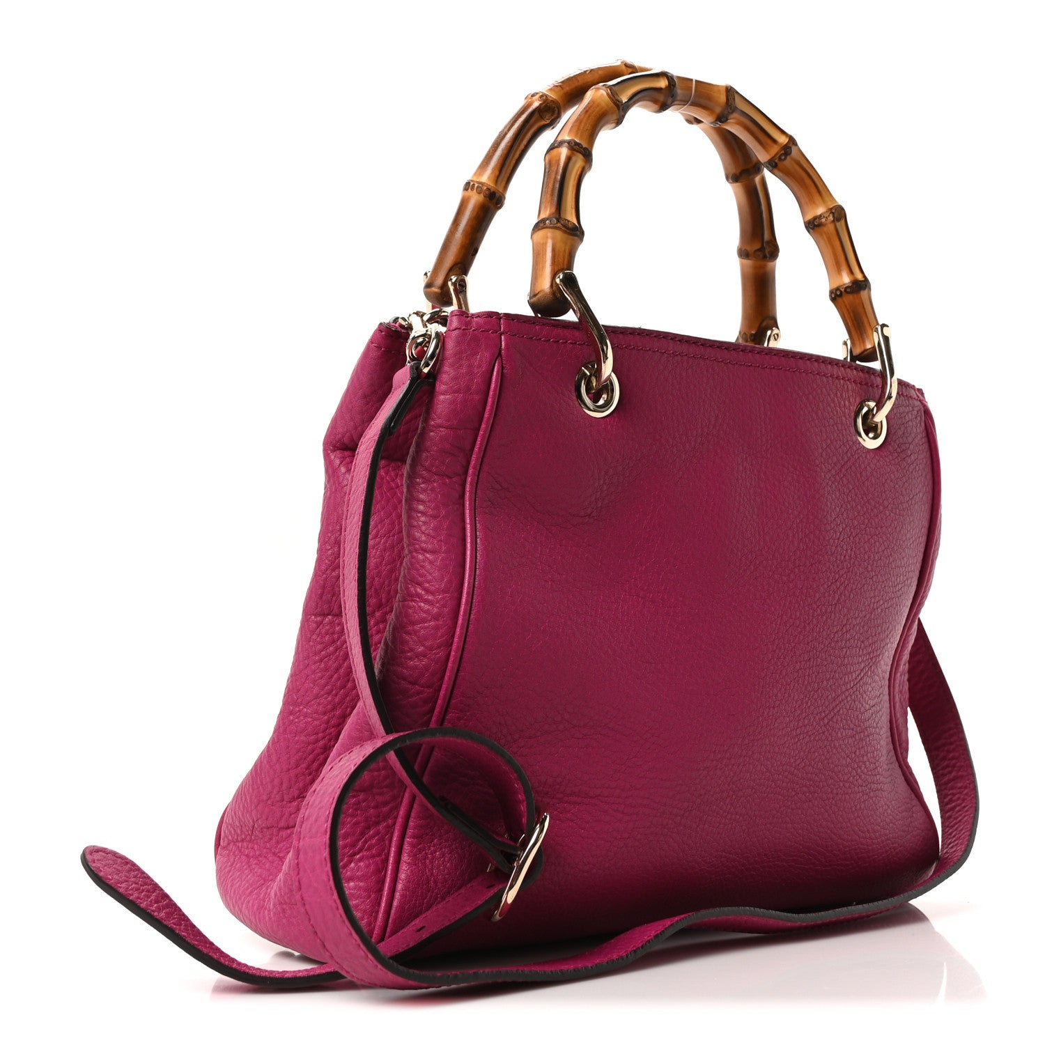 Gucci Calfskin Small Bamboo Shopper Tote Bright Bougainvillea 3 of 10