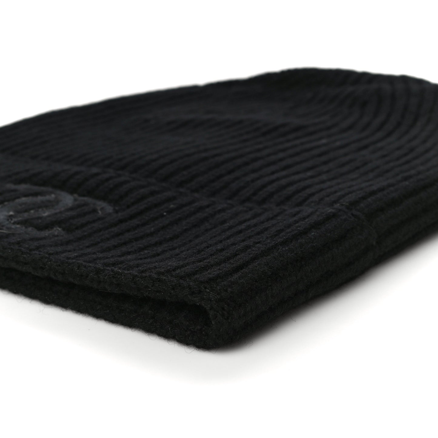 Wool Cashmere CC Beanie Hat Light Black White