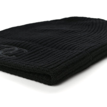 Chanel Wool Cashmere CC Beanie Hat Light Black White 13 of 16