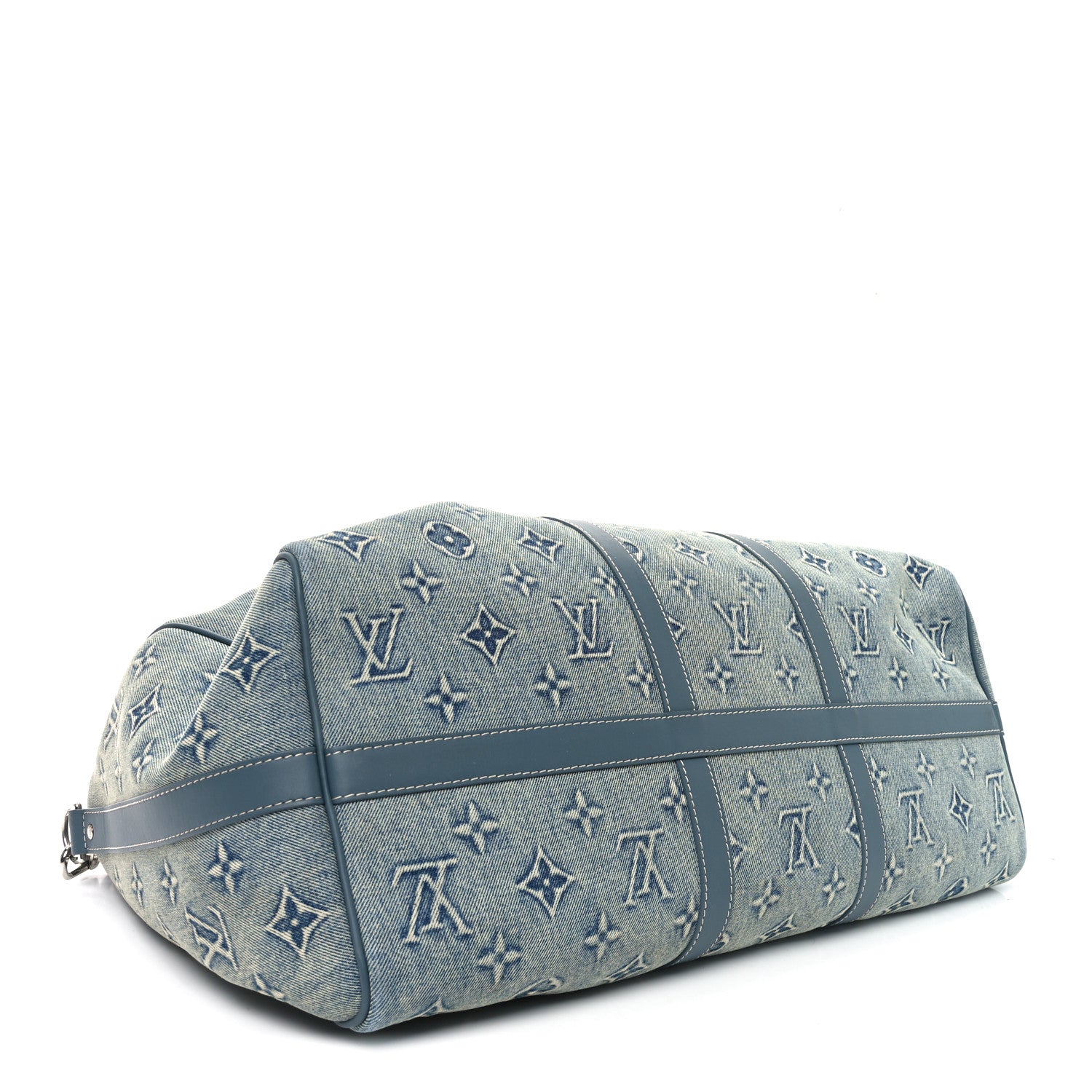 Louis Vuitton Monogram Washed Denim Keepall Bandouliere 50 Blue 4 of 10