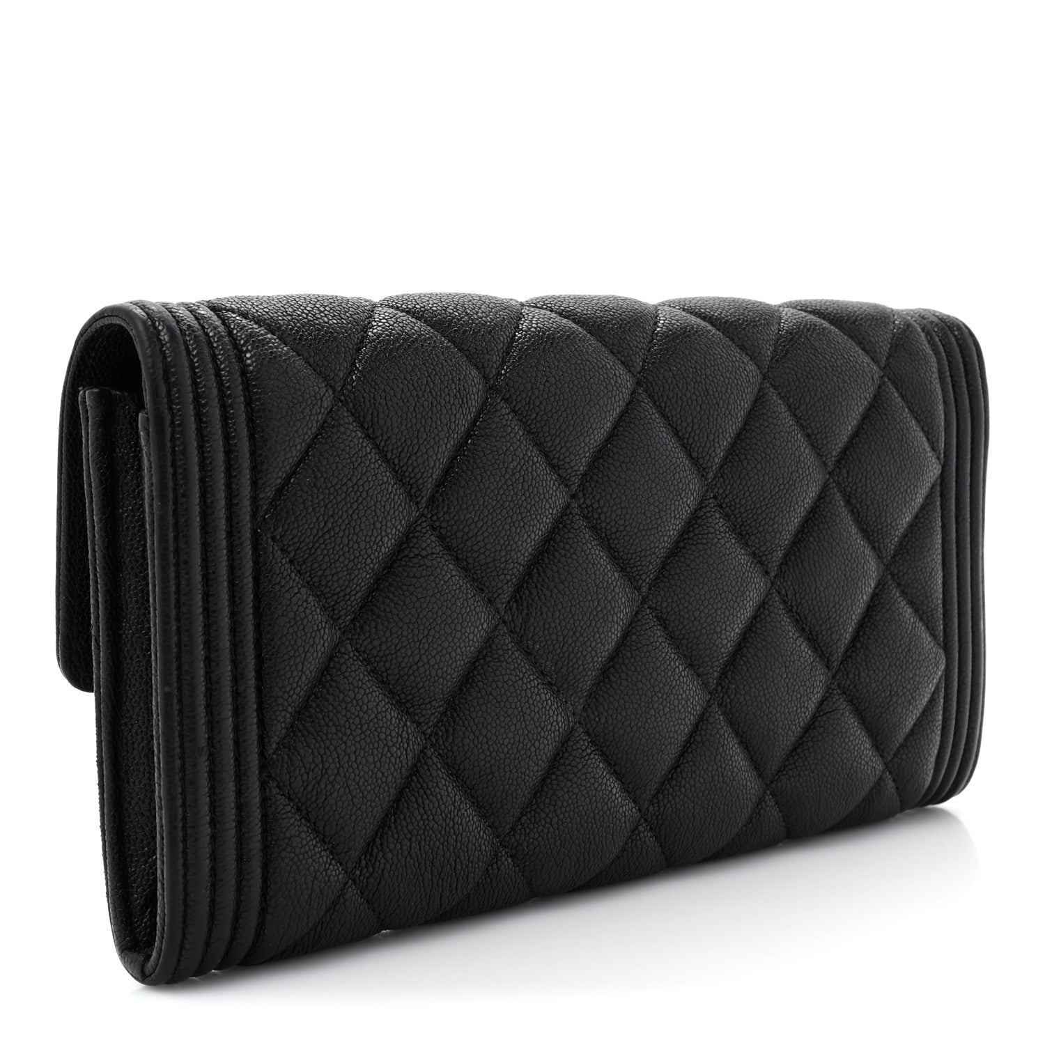 Chanel Caviar Quilted Large Boy Gusset Flap Wallet Black 3 of 12
