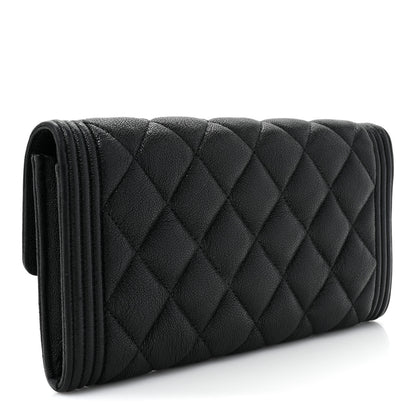 Chanel Caviar Quilted Large Boy Gusset Flap Wallet Black 3 of 12