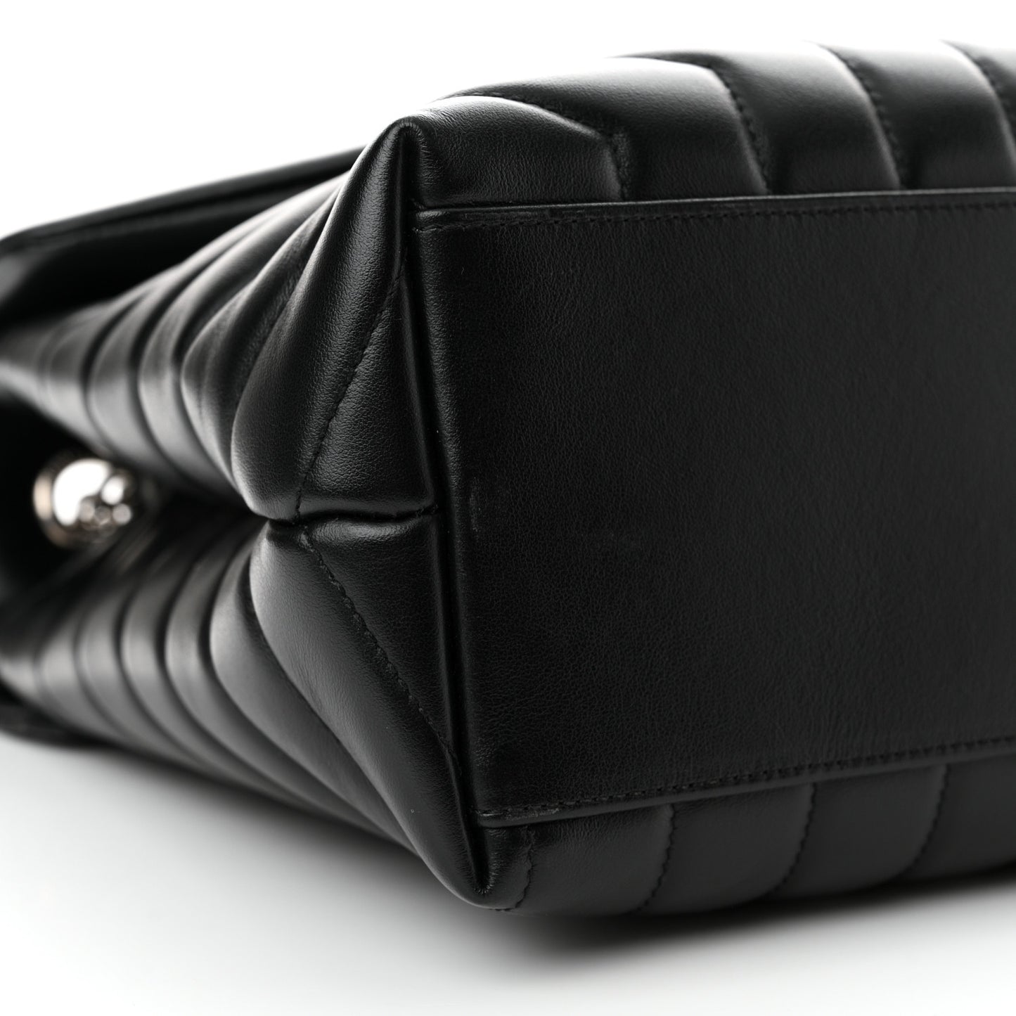 Calfskin Y Quilted Monogram Medium Loulou Chain Satchel Black