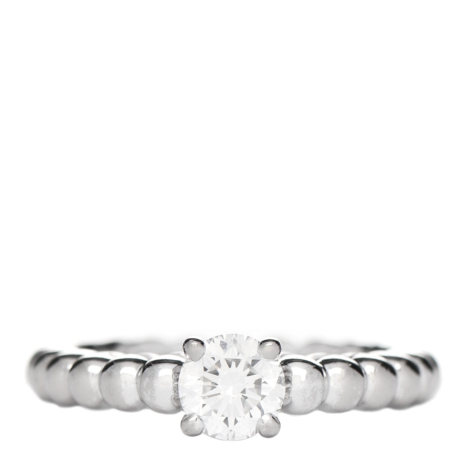 Van Cleef & Arpels 18K White Gold Diamond .53ct Perlee Solitaire Engagement Ring 49 4.75 1 of 7