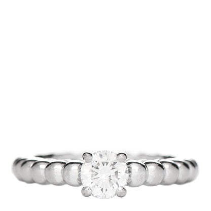 Van Cleef & Arpels 18K White Gold Diamond .53ct Perlee Solitaire Engagement Ring 49 4.75 1 of 7