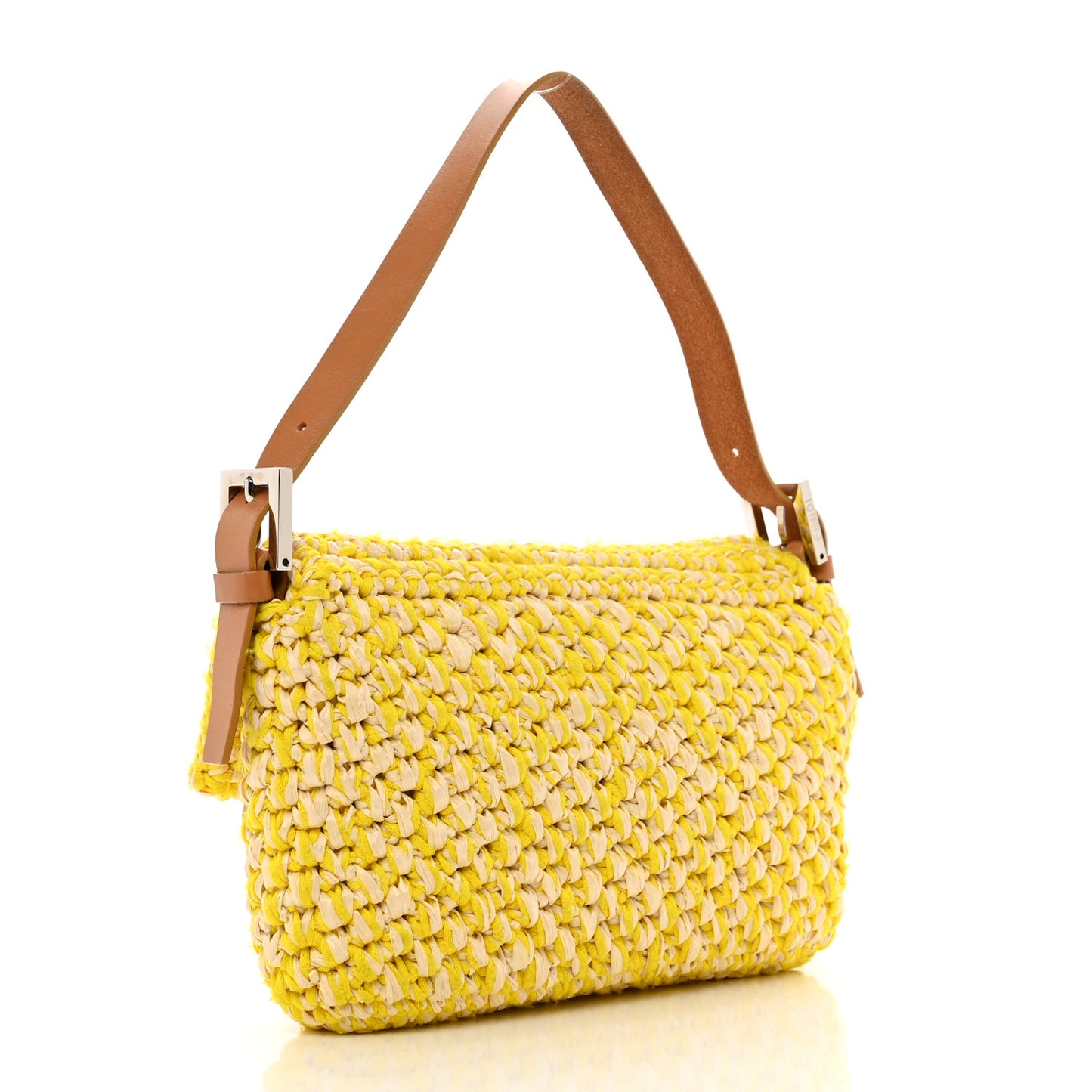 Woven Straw Baguette Yellow