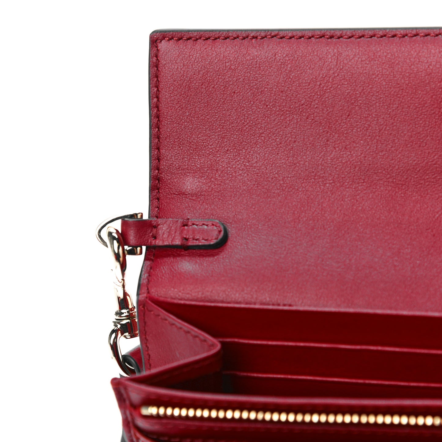 Vitello Rockstud Wristlet Travel Wallet Rubino