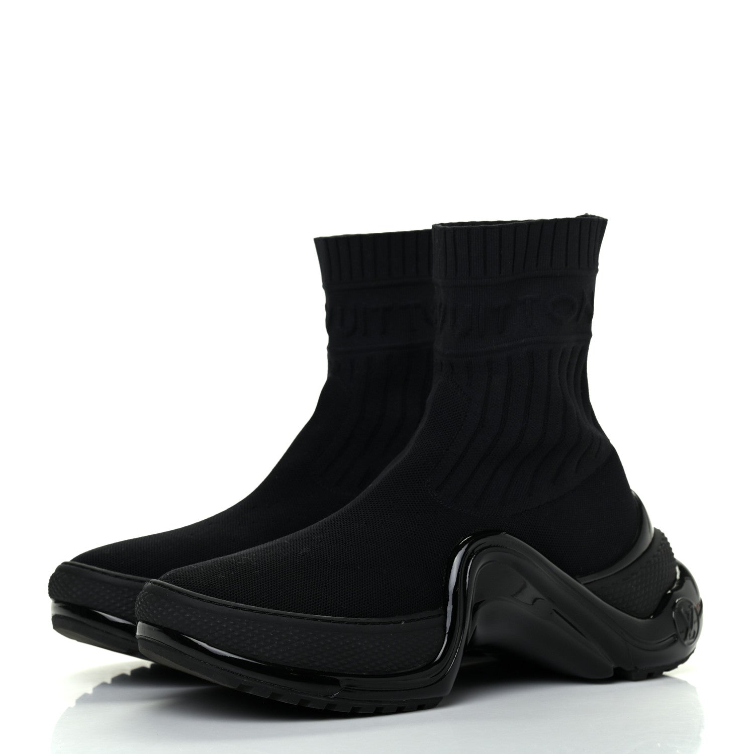 Louis Vuitton Stretch Textile Patent LV Archlight Sneaker Boots 38 Black 3 of 11