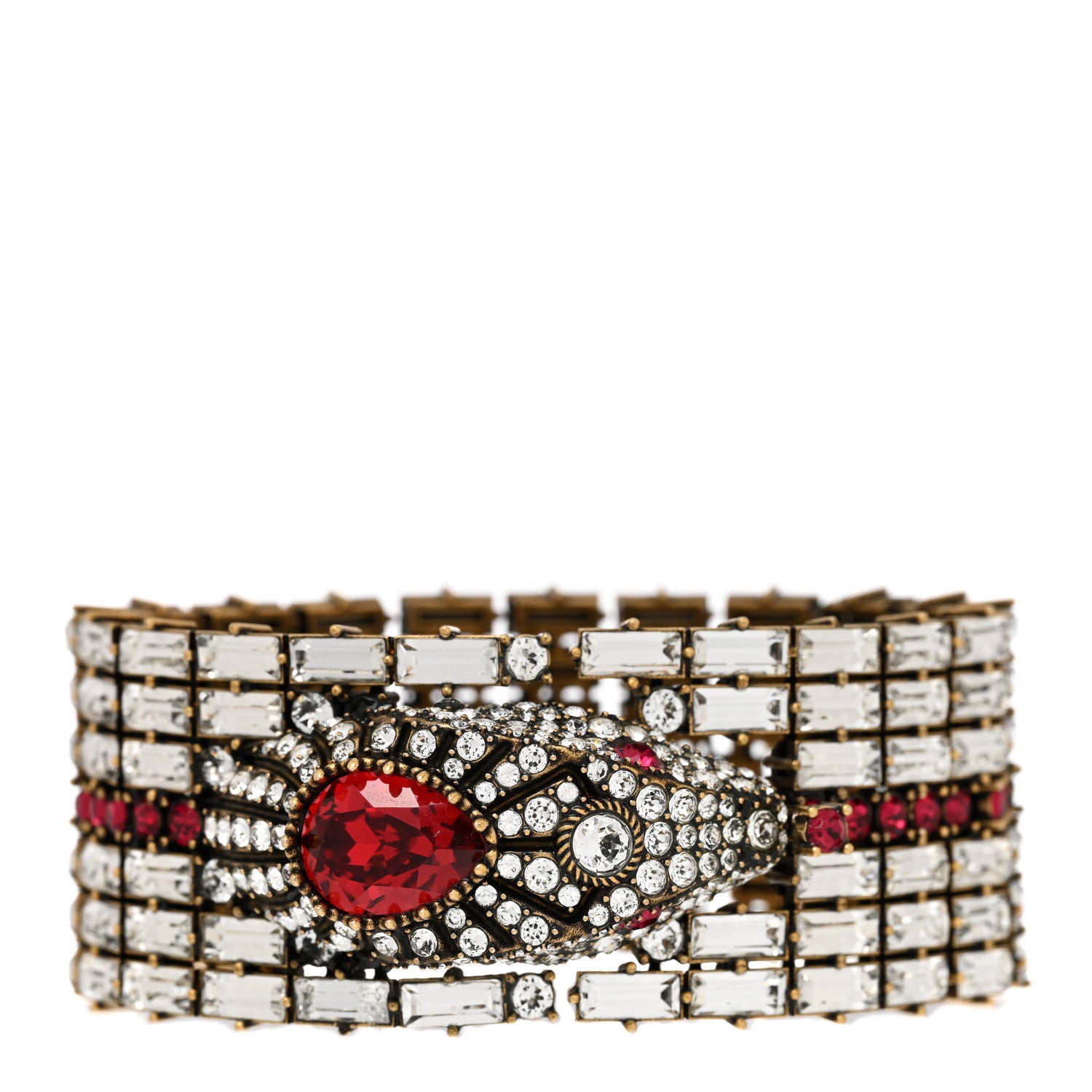 Gucci Crystals Snake Bracelet White Red 1 of 5