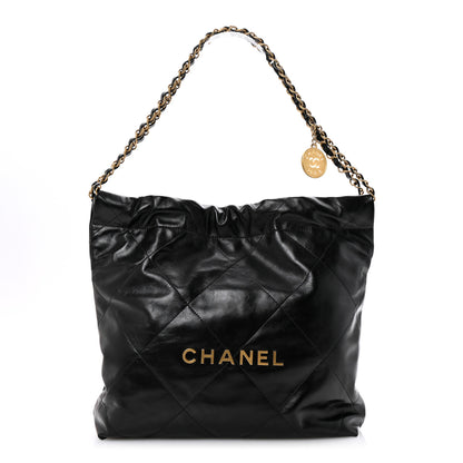 Chanel Shiny Calfskin Quilted Small Chanel 22 Black 1 of 11