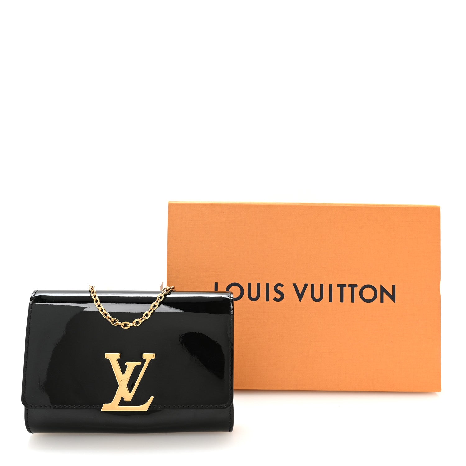 Louis Vuitton Patent Louise PM Chain Clutch Black 9 of 9