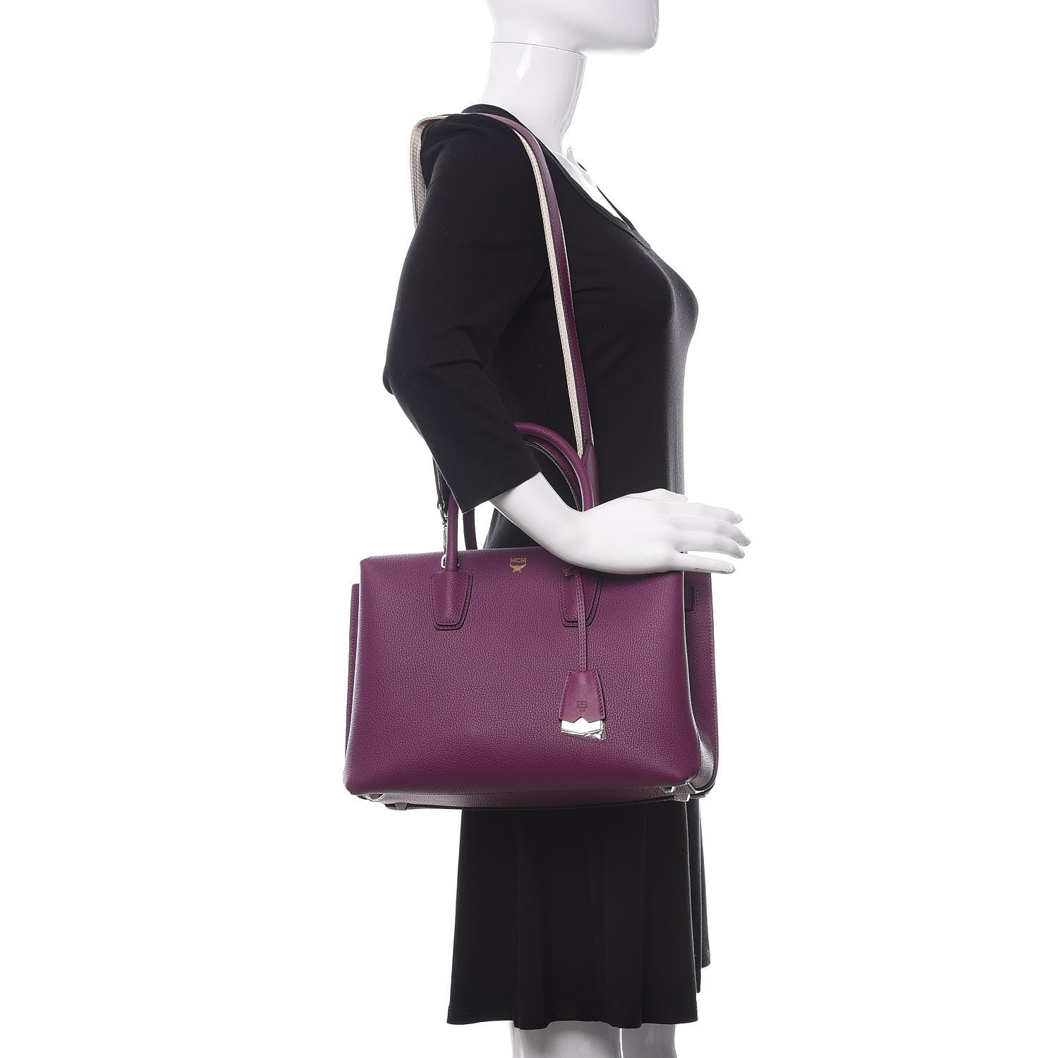MCM Grained Calfskin Medium Milla Tote Mystic Purple 2 of 9