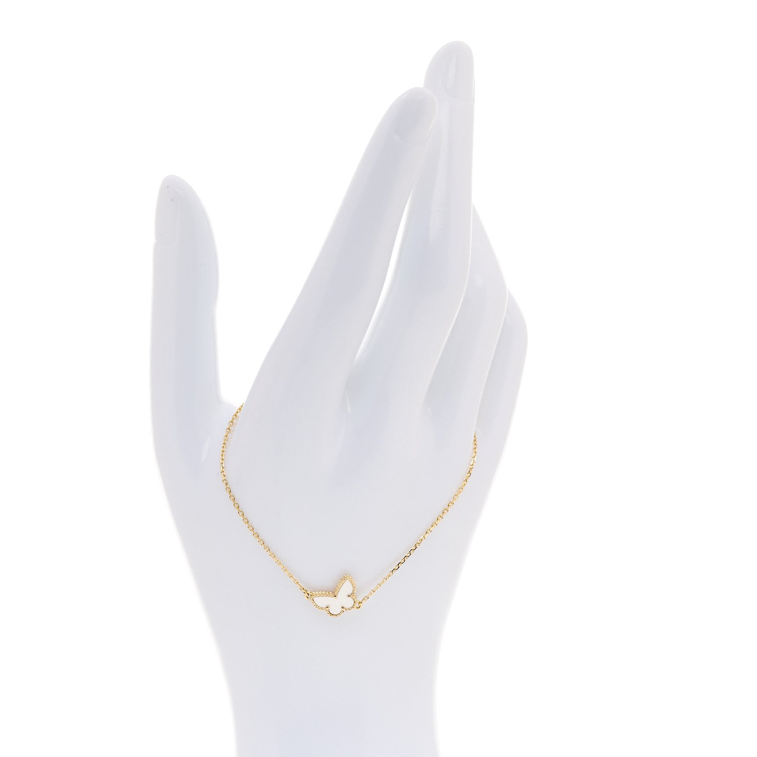 Van Cleef & Arpels 18K Yellow Gold Mother of Pearl Sweet Alhambra Butterfly Bracelet 2 of 6