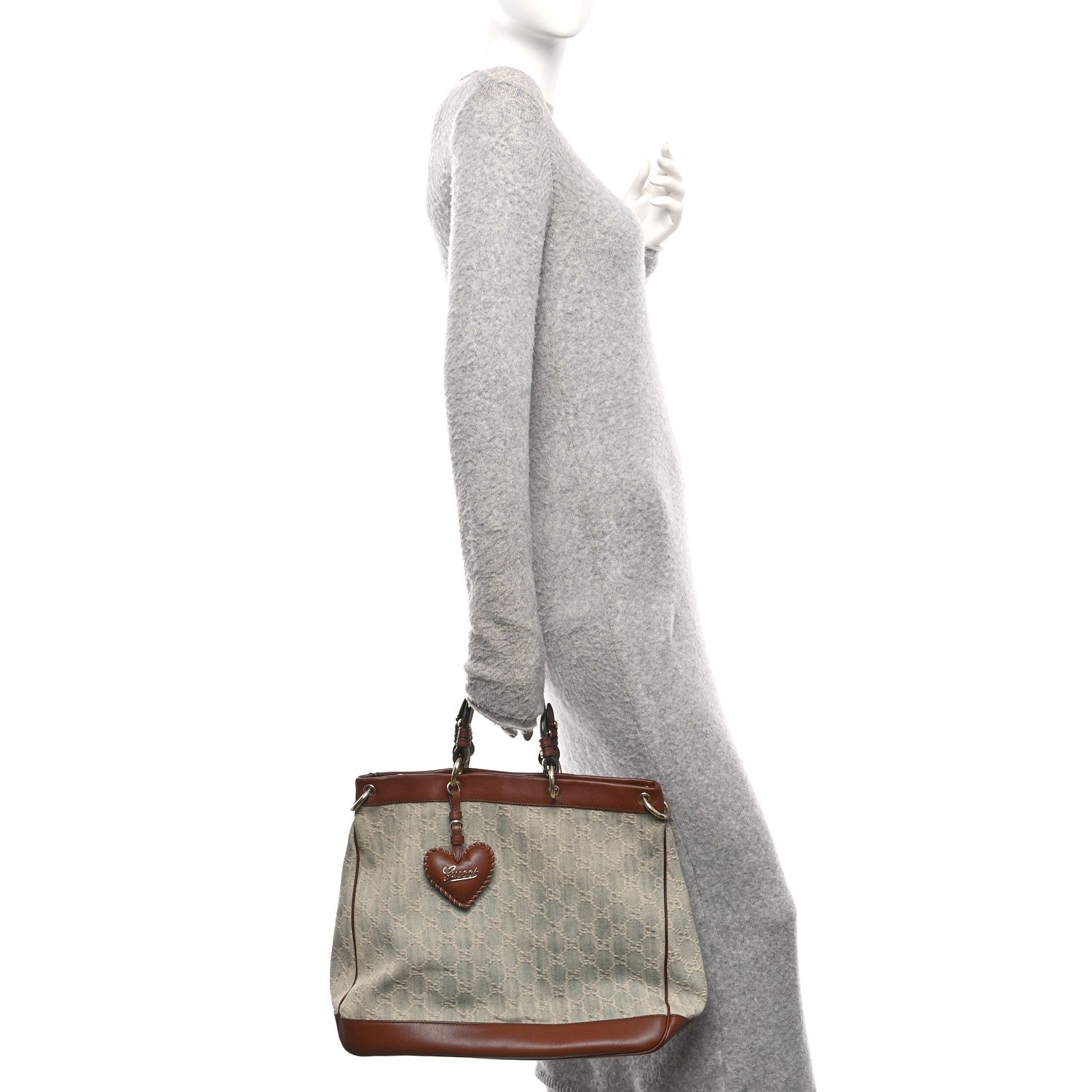 Gucci Denim Monogram Valentine Tote Blue 2 of 11