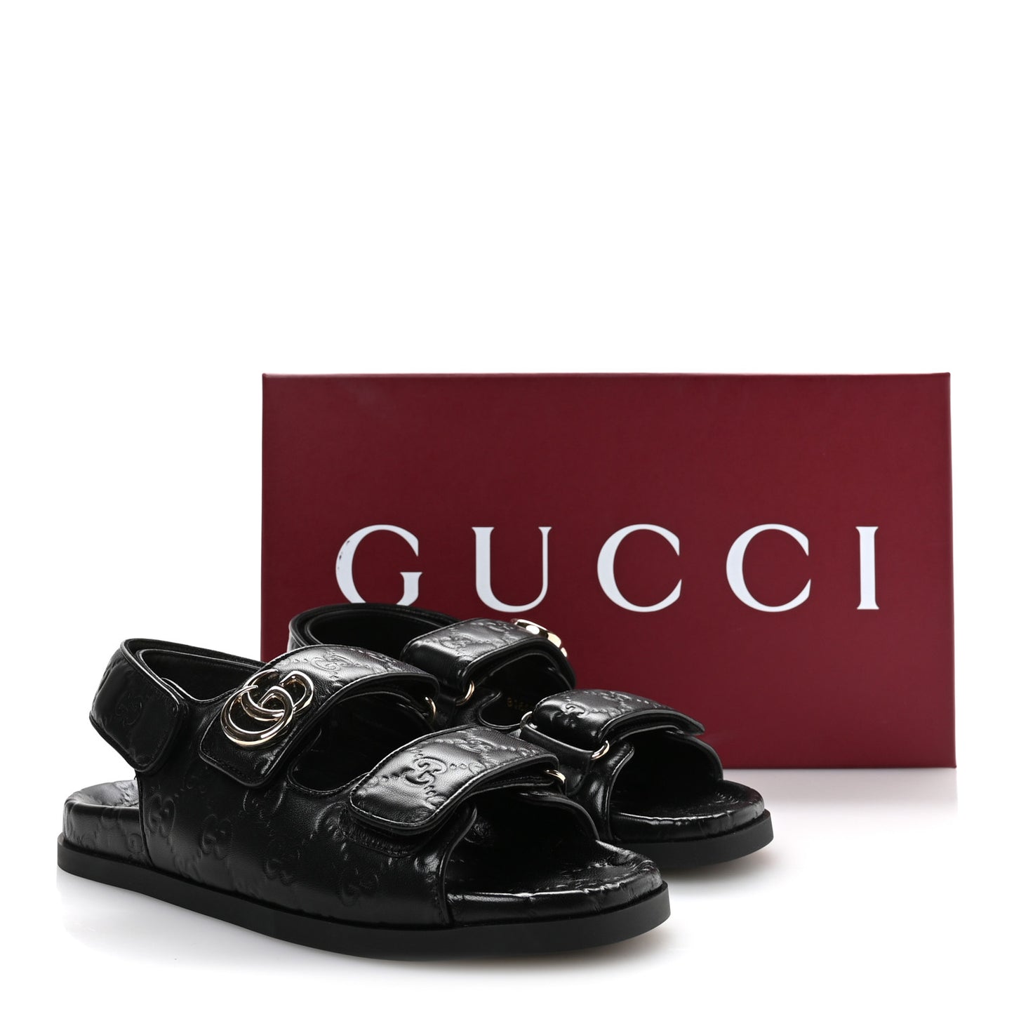 Guccissima GG Embossed Womens Sandals 37.5 Black