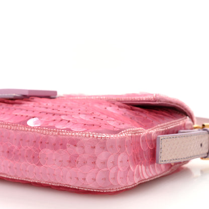 Fendi Satin Sequin Paillettes Bilics Lustre Snakeskin Medium Baguette 1997 Lavanda Glicine 9 of 9