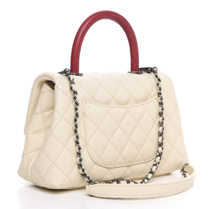 Chanel Caviar Lizard Quilted Mini Coco Handle Flap White 3 of 11