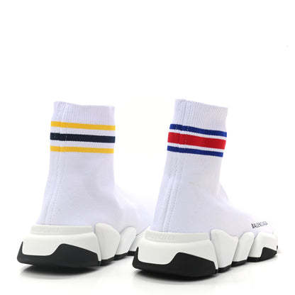 Balenciaga Technical 3D Recycled Knit Striped Womens Speed 2.0 Sneakers 39 White Multicolor 4 of 8