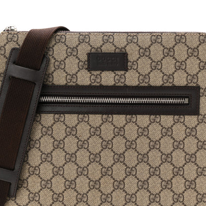 Gucci GG Supreme Monogram Medium Flat Messenger Bag Beige Brown 8 of 10