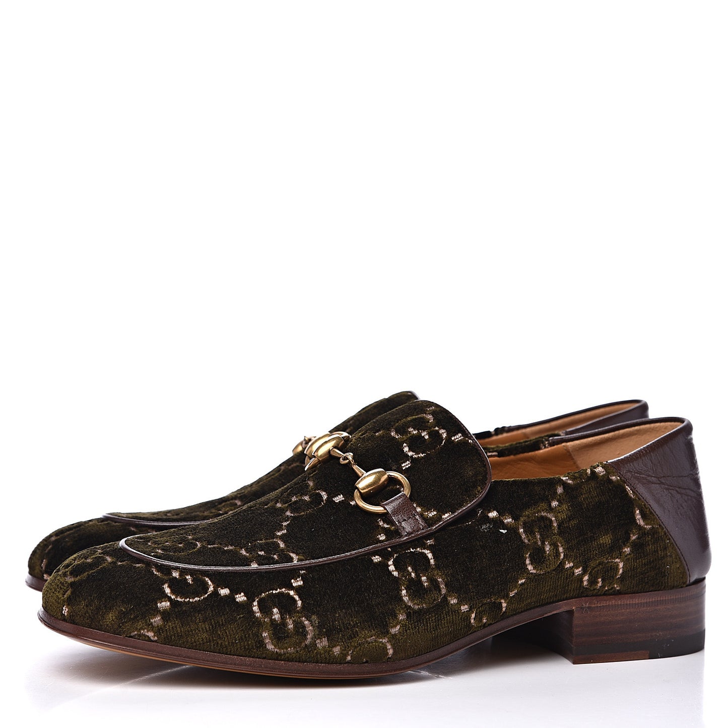 Velvet GG Monogram Mens Horsebit Loafers 7 Green
