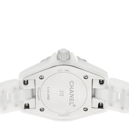 Chanel Stainless Steel Ceramic Diamond Mother of Pearl 33mm J12 Quartz Watch White 4 of 4