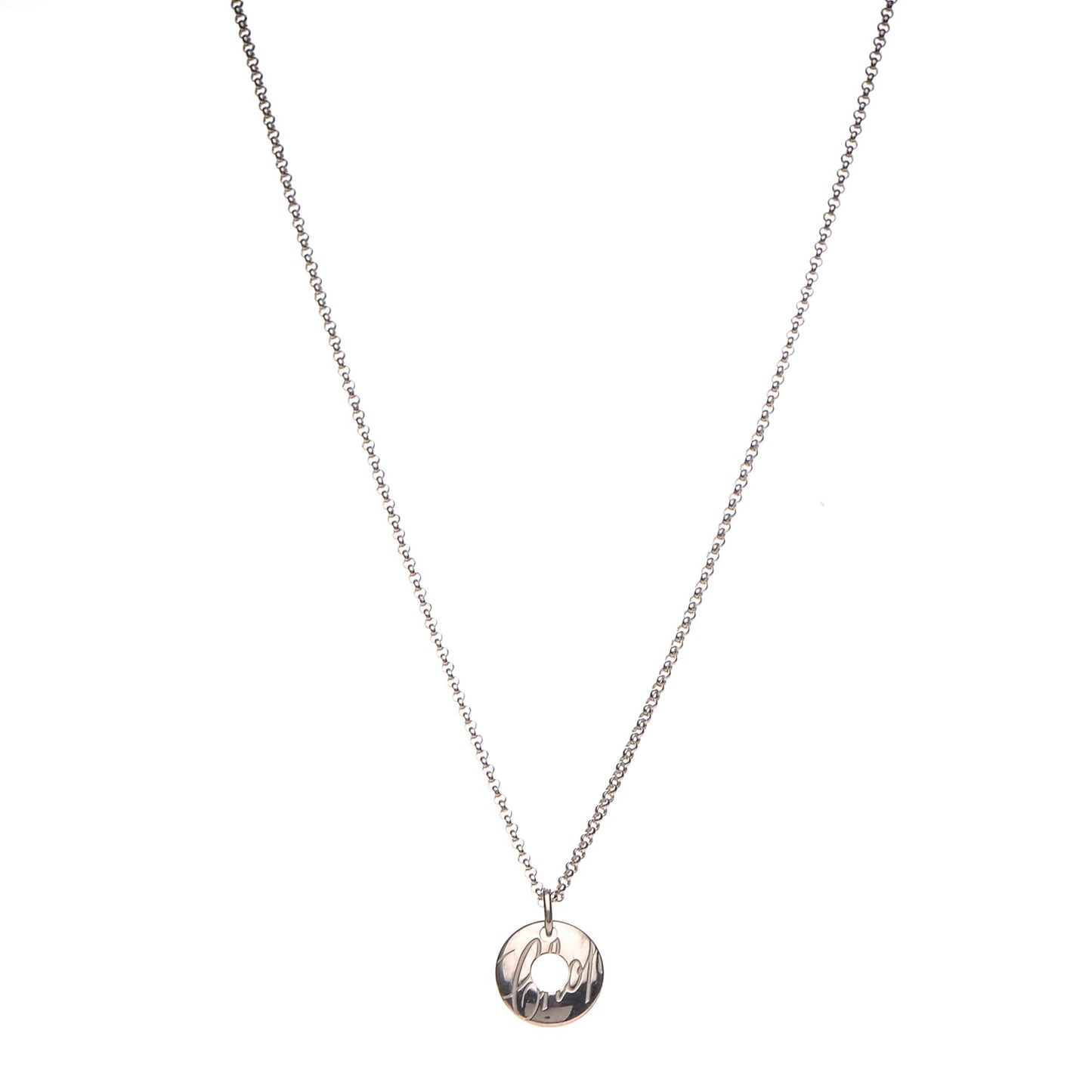 18K White Gold Chopardissimo Disc Pendant Necklace