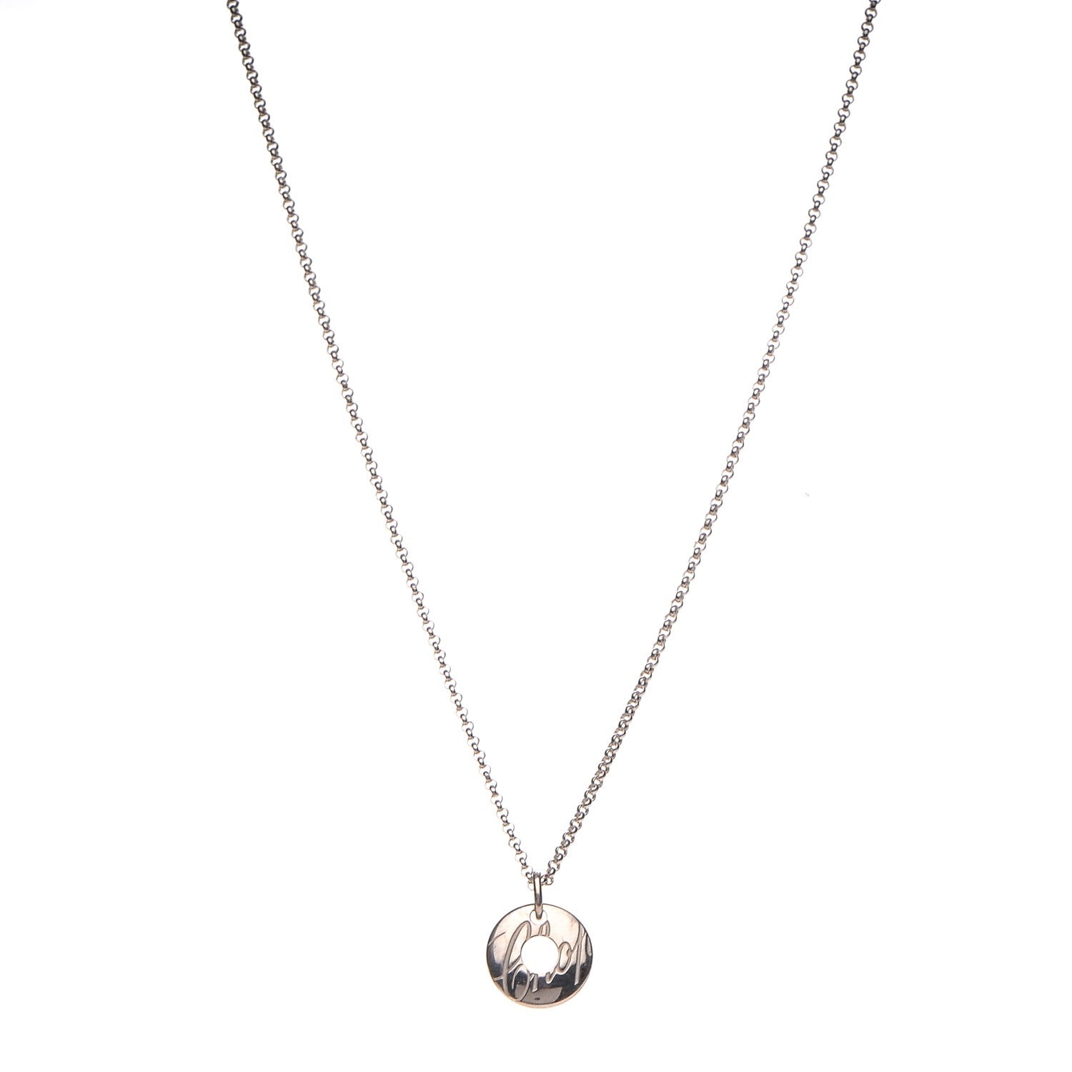 Chopard 18K White Gold Chopardissimo Disc Pendant Necklace 1 of 6