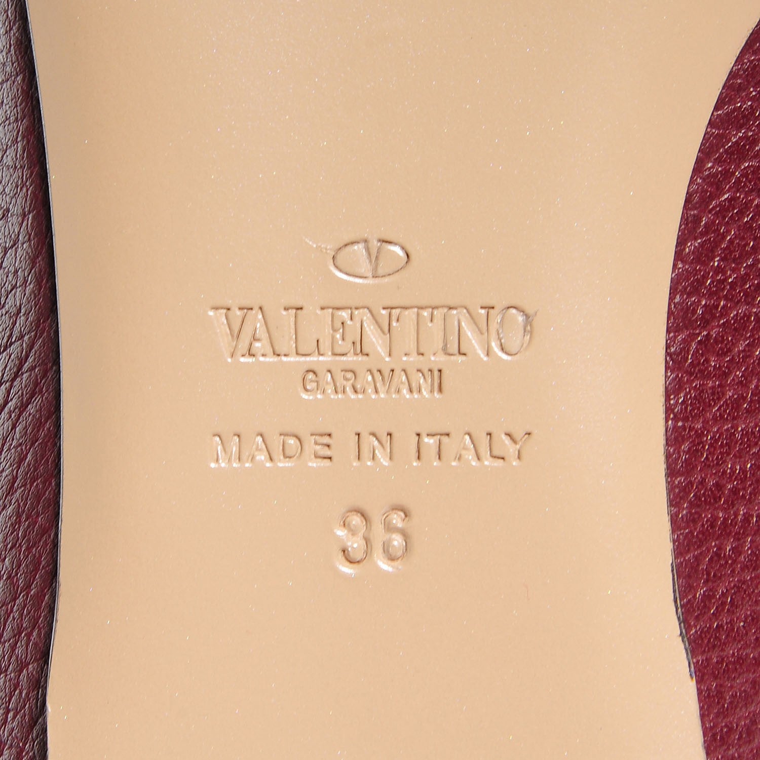 Valentino Garavani Pebbled Calfskin Rockstud Ballerina Flats 36 Rubino 6 of 6
