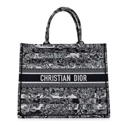 Christian Dior Canvas Embroidered Large Dioriviera Reverse Striped Toile De Jouy Book Tote Blue White 1 of 9