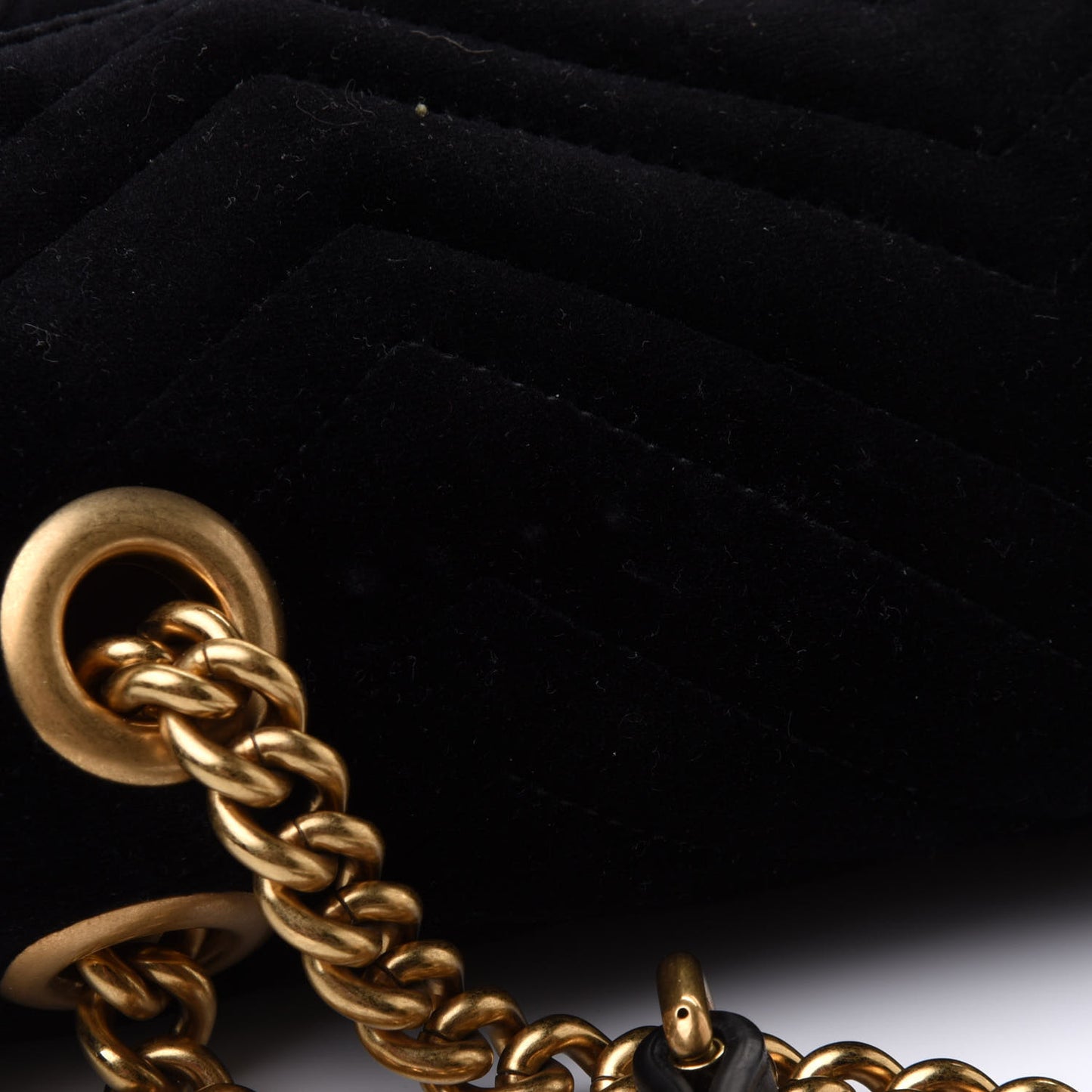 Velvet Matelasse Small GG Marmont Shoulder Bag Black