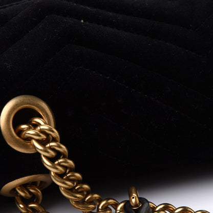 Gucci Velvet Matelasse Small GG Marmont Shoulder Bag Black 12 of 14