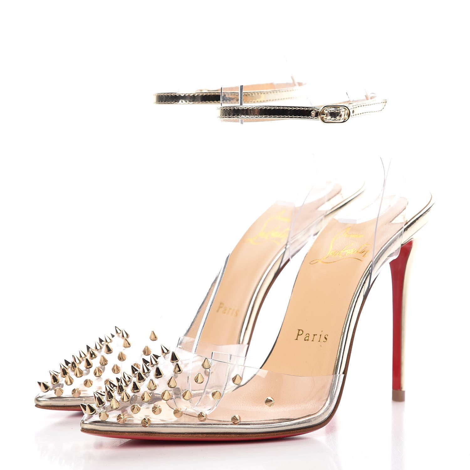 Christian Louboutin PVC Specchio Spikoo 100 Pumps 35.5 Light Gold 3 of 7