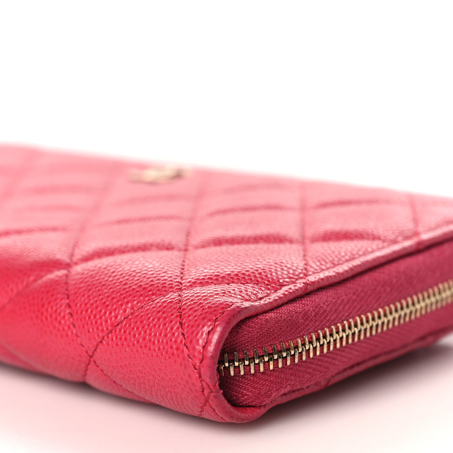 Chanel Caviar Quilted Large Gusset Zip Around Wallet Fuchsia 10 of 10