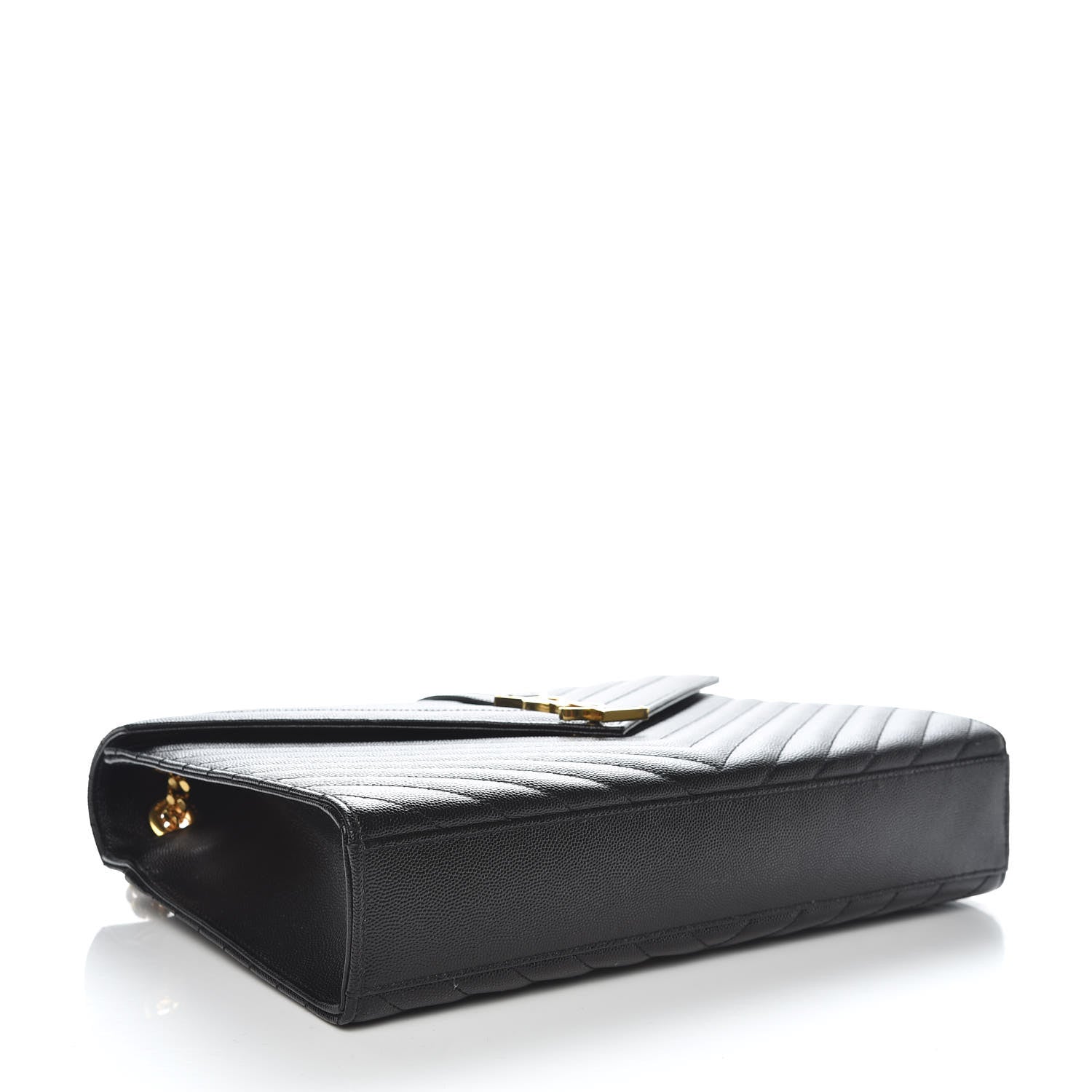 Saint Laurent Grain De Poudre Matelasse Chevron Large Monogram Satchel Black 4 of 10
