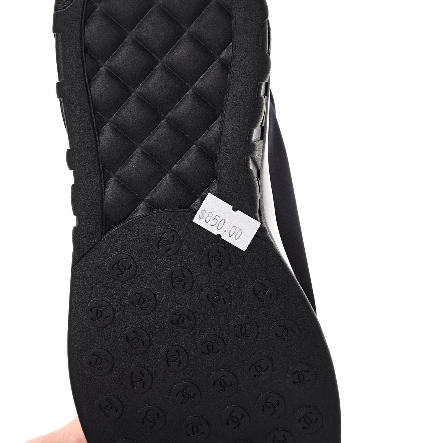 Chanel Lycra Womens CC Sneakers 35.5 Black 7 of 8