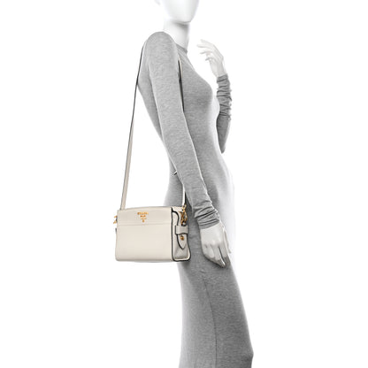 Prada Saffiano City Calfskin Esplanade Crossbody Bag White 2 of 13
