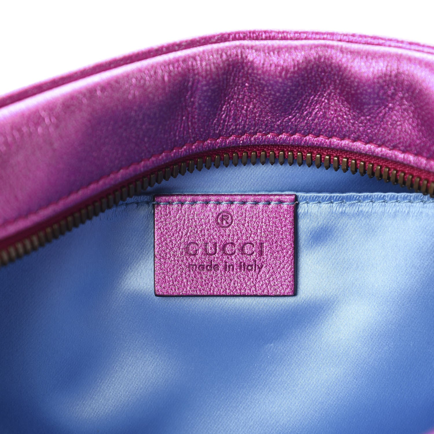 Gucci Laminated Nappa Matelasse Small GG Marmont Chain Shoulder Bag Fuxia Rosso Rosa 8 of 11