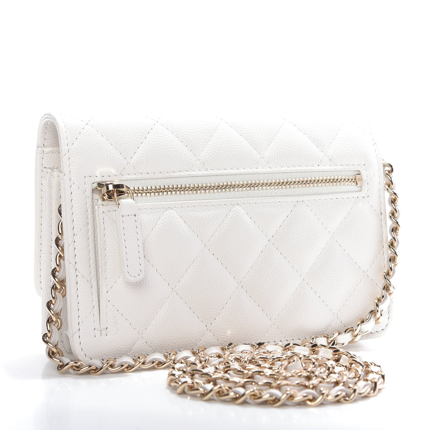 Chanel Caviar Quilted Mini Wallet On Chain WOC White 3 of 12