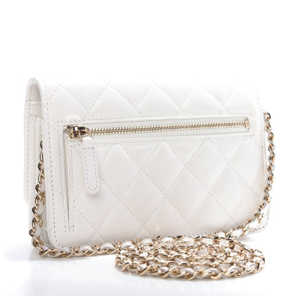 Chanel Caviar Quilted Mini Wallet On Chain WOC White 3 of 12