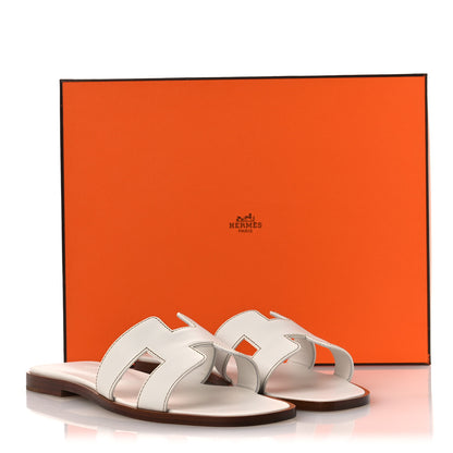 Hermes Box Calfskin Oran Sandals 36 White 11 of 11