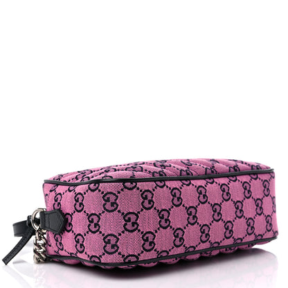 Gucci Monogram Multicolor Matelasse Diagonal Small GG Marmont Chain Shoulder Bag Pink Blue 4 of 10