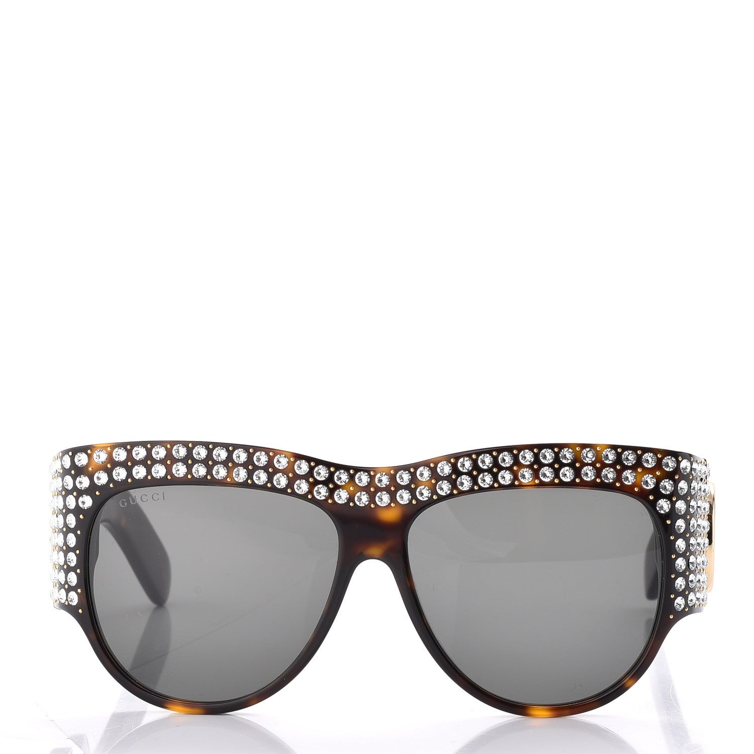 Gucci Acetate Crystal Oversize Hollywood Forever Sunglasses GG0144S Tortoiseshell 2 of 8