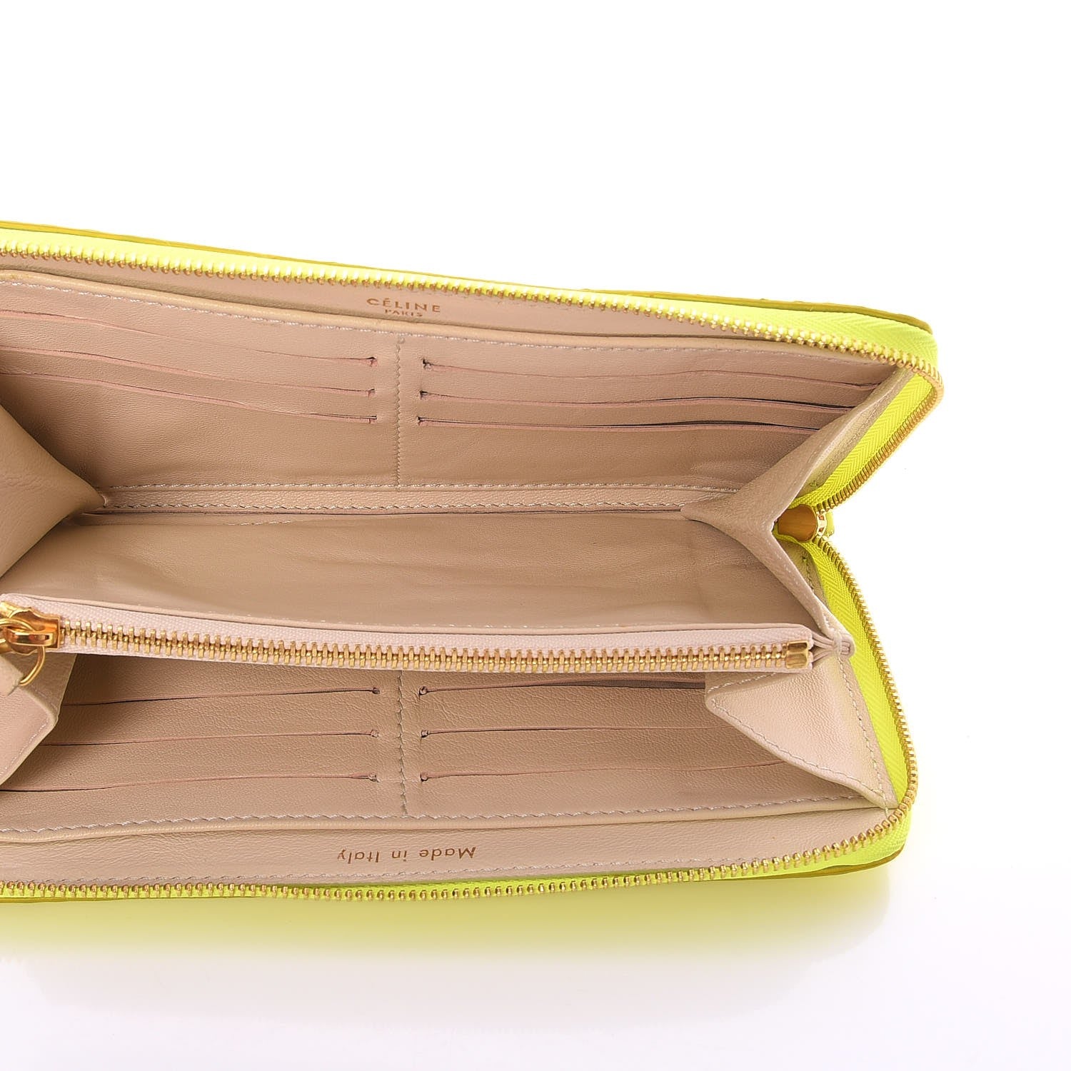 Celine Python Large Zip Around Multifunction Wallet Yellow 5 of 8